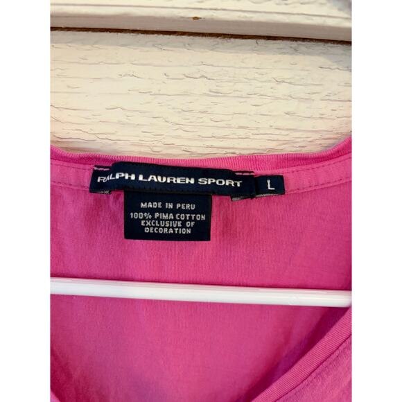 Ralph Lauren Sport Pink V-Neck Pima Cotton T-Shirt Women’s Large - Picture 4 of 6
